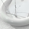 wholesale S925 Sterling Silver New Wave Waterdrop Necklace for Women, French Minimalist Style Versatile Unisex Daily Commute Collarbone Chain-0-4