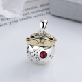 wholesale S925 Sterling Silver Retro Ornate Luxury Pink Zircon One-Eyed Pirate Cat Graffiti Trendy Pendant-0-1