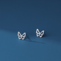 wholesale 925 Sterling Silver Hollow-out Micro-set Butterfly Earrings for Women, New Summer Luxury Small Elegant Temperament Ear Studs Sweet Ear Accessories-0-1