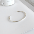 wholesale S990 Sterling Silver Korean-style Minimalist Smooth Surface Open Bangle Bracelet for Women-0-1