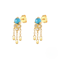 wholesale S925 Sterling Silver Geometric Floral Stud Earrings With Crystal Accents, Trendy And Versatile-Gold-Style 7