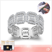 wholesale S925 Metal New Full Circle Moissanite Row Ring Hip-Hop Style Square Hollow Wide Band Unisex Matching Couple Rings-About 2.6ct in total US size 5