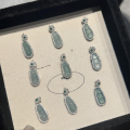 wholesale S925 Sterling Silver Natural Weathered Material Blue Water Jadeite Small Lucky Bean Four-Seasons Bean Pendant Women's Collarbone Necklace-0-2