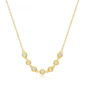 wholesale S925 Gold-Plated Silver New Japanese Light Luxury Synthetic Opal Women's Minimalist Small Circle Geometric Necklace Wholesale-0-0