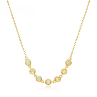wholesale S925 Gold-Plated Silver New Japanese Light Luxury Synthetic Opal Women's Minimalist Small Circle Geometric Necklace Wholesale-925 silver