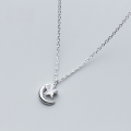 wholesale S925 Silver Necklace for Women, Sweet and Minimalist Moon and Star Diamond-Studded Necklace, Personalized Star and Moon Pendant Collarbone Chain D4248-0-0