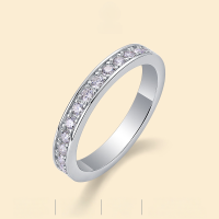 wholesale S925 Sterling Silver Fashionable Light Luxury Moissanite Closed Ring, Hypoallergenic, Cross-Border Bestseller, Small Niche High-End Feel Ring-Moissanite 2.0mm*14 pieces US No. 9