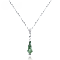 wholesale S925 Sterling Silver Light Luxury Minimalist Moss Pendant Necklace for Women, Dainty and Elegant Collarbone Chain with a Fairy-like Charm-Thick Silver Platinum 925 Silver