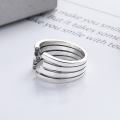 wholesale S925 Silver Fashion Korean Minimalist Cross-Border Multi-Line Simple Design Open Ring-0-2