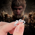 wholesale Fine Silver S999 Black Myth: Wukong's Hoop Band Ring for Women, Golden Cudgel-Inspired Creative Vintage Ring-0-8