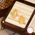 wholesale Metal S925 Earrings, Cross-Border Hot Pick Fashionable Personality Trend Exaggerated High-End Sense Golden Beetle Cicada Earrings-0-1