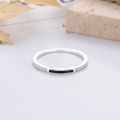 wholesale S925 Sterling Silver European Minimalist Style Black Droplet Glue Inlaid Diamond Closed Ring, Creative and Light Luxury Band-0-1