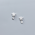 wholesale S925 Sterling Silver Nalan Women's Korean Style Fashion Diamond Inlaid Star Short Ear Studs Sweet Tassel Ear Accessories G5105-0-1