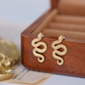 wholesale S925 Sterling Silver Overall Red Elk Spirit Snake Light Luxury Versatile Daily Women's Earrings Small and Fresh Everyday Commute Ear Accessories-0-3