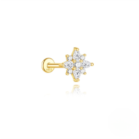 wholesale S925 Sterling Silver Geometric Marquise Cut Opal Threaded Flat Back Ear Bone Stud With Zircon Accent, Fast Selling On Aliexpress-Single gold #6