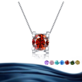 wholesale S925 Sterling Silver Four-Prong Round Moissanite Necklace for Women Pendant Light Luxury Choker Chain Jewelry-0-9