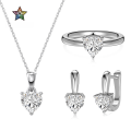 wholesale S925 Sterling Silver Stud Earrings Necklace Ring Set for Women, High-end Minimalist Heart Design, Fashion Wedding Series-0-0
