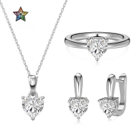 wholesale S925 Sterling Silver Stud Earrings Necklace Ring Set for Women, High-end Minimalist Heart Design, Fashion Wedding Series-DY180034-SW-WH#8>925 Silver