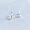 wholesale S925 Sterling Silver Christmas Series Fresh Snowflake Sweet Earrings for Women, Simple Diamond-Inlaid Elegant Accessory E0104-1-0-1