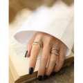 wholesale S925 Sterling Silver CJ087 Korean Style Irregular Asymmetric Intertwined Snake-Shaped Open Ring for Women-0-2