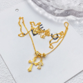 wholesale S925 Sterling Silver Gold Store Same Style Double Cross Diamond Inlaid Necklace for Women, Fashion Minimalist Versatile Collarbone Chain Accessory-0-3