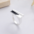 wholesale S925 Sterling Silver European and American Cross-Border Minimalist Geometric Rectangular Ring Exaggerated Hip-Hop Trendy Cool Index Finger Ring-0-1
