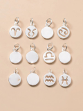 wholesale S925 sterling silver plain silver zodiac round pendant charm DIY handmade bracelet accessory-0-5