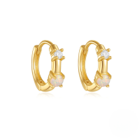 wholesale 925 Sterling Silver Classic Zircon-inlaid Opal Ear Hoop Earrings For Women, Popular In, Ins-Gold#4 925 silver