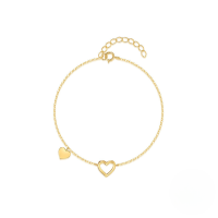 wholesale 925 Sterling Silver Small And Large Hearts Combination, Trendy And Versatile Bracelet, Daily Wear-Gold 925 silver