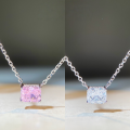 wholesale S925 Sterling Silver Women's Light Luxury Full Diamond Necklace, High Carbon 8A Cubic Zirconia Ice Flower Pendant, Versatile Pink Chain-0-0
