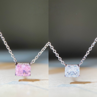 wholesale S925 Sterling Silver Women's Light Luxury Full Diamond Necklace, High Carbon 8A Cubic Zirconia Ice Flower Pendant, Versatile Pink Chain-Pink Diamond-XL171>925 Silver