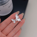 wholesale S925 Sterling Silver Unique Asymmetric Butterfly Earrings Women Korean New Trend Versatile High-end Earrings-0-0
