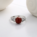 wholesale S925 Sterling Silver Southern Red Agate Cabochon Vintage Exquisite Ring with Classical Charm and Niche Design for Women-0-1