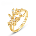 wholesale S925 silver gold-plated fashion trendy hollow leaf vine ring, Japanese-style light luxury niche jewelry wholesale-0-0
