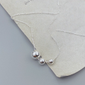 wholesale Metal material first: Sterling silver minimalist three-bead necklace for women, ins-style bean design, high-end movable bead necklace-0-2