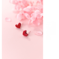wholesale S925 silver Nalan heart earrings for women, Japanese-style minimalist small red heart, sweet autumn and winter ear accessories G0352-0-2