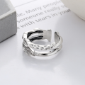 wholesale S925 Sterling Silver OrientalStyle Double-Layer Leaf Openwork Ring, Unique andIndex Finger Ring for Women-0-2