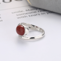 wholesale S925 Sterling Silver Vintage Ethnic Style Inlaid with Southern Red Agate Unique Design Fresh and Niche Ring-0-2
