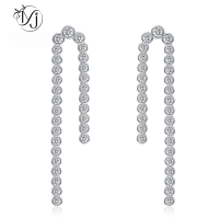 wholesale 925 Silver Mu Jing Jewelry New European and American Ins Style Tassel Micro-Pave Earrings Full Diamond Stud Earrings for Women Cross-Border Wish-E293 Tassel Earrings 925 Silver