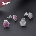 wholesale S925 Sterling Silver Korean Minimalist Style Fashion Accessories Zirconia Floral Earrings with Diamond Accents for Women-0-0