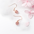 wholesale S925 Sterling Silver Korean Style Small Fresh Pink Strawberry Crystal Sweet Crystal Girly Heart Earrings G0238-0-2