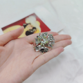 wholesale S925 Silver Designer Natural Amethyst and Green Quartz Floral Brooch, High-End Gemstone Brooch-0-1