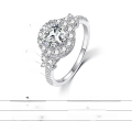 wholesale S925 Sterling Silver Moissanite 1 Carat Main Stone Moissanite Diamond Women's Fashion Ring, A Popular European and American Cross-Border TEMU Best-Seller-0-1