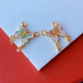 wholesale Gold-plated S925 Silver Enamel Butterfly Star Accessories DIY Bracelet Necklace Pendant Firecracker Gourd Ancient Method Gold-0-12