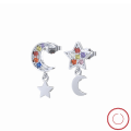 wholesale S925 Sterling Silver Multi-Color Zircon Floral Hoop Earrings, Luxury Cute Earrings Direct from Manufacturer-0-92