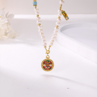 wholesale 925 Silver New Chinese Style Freshwater Pearl Long Pendant Necklace for Women, Enamel National Trend Advanced Retro Sweater Chain-Freshwater Pearl Enamel Silver Necklace/25.69g&gt;TL013172