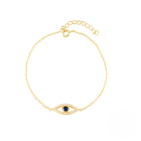 wholesale S925 Sterling Silver Evil Eye Bracelet, A Versatile Turkish Classic, Popular In Cross-border Sales For Fashion Accessories-gold