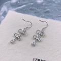 wholesale S925 Sterling Silver Maker's Bow Knot with Inlaid Diamonds Ear Hooks, Fashionable and Light Luxury, Niche Design, High-End Feeling Ear Drops-0-2