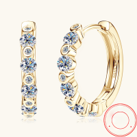 wholesale S925 Sterling Silver Cross-Border New Moissanite Earrings for Women, High-End European and American Hoop Earrings, Fashion Trendy Ear Cuffs Wholesale-Gold 0.57 carats+0.57 carats
