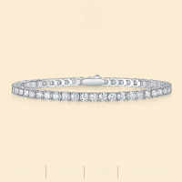 wholesale Metal: S925 Silver Plated Gold Moissanite Tennis Bracelet for Women, New Style Unisex Bracelet, Cross-Border Best Seller, Ready to Ship-2.0m Moissanite 3.5 points/piece Change to 15.5 length